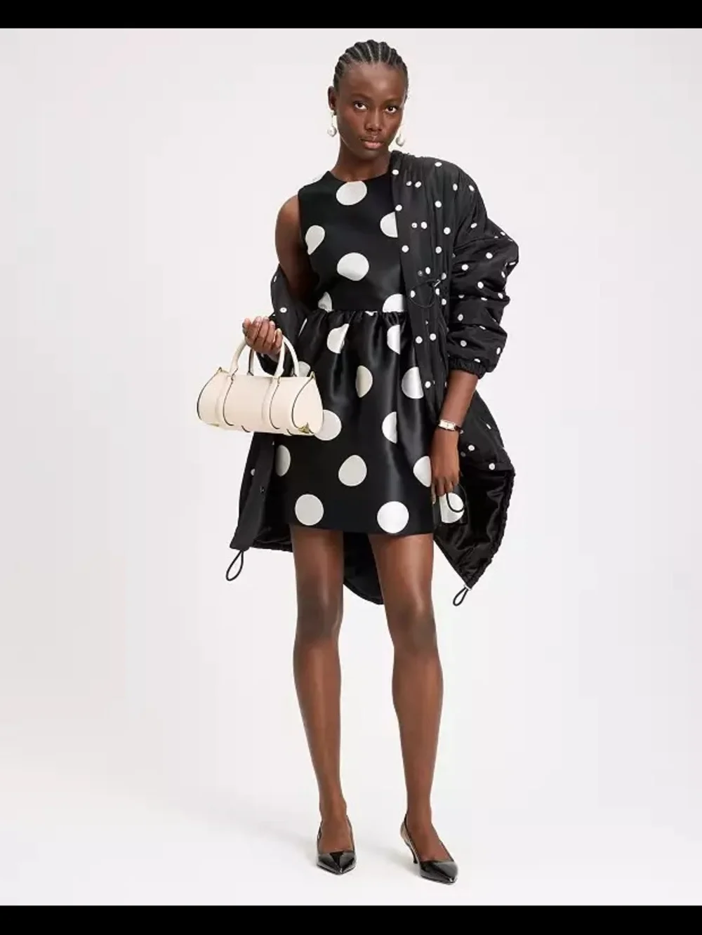 Black Polka Dot Bow-Back Dress